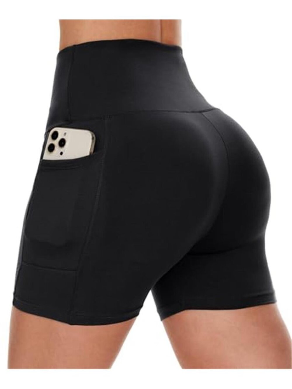 Womens High Waisted Biker Shorts With Pockets Tummy Control Yoga Workout Stretch